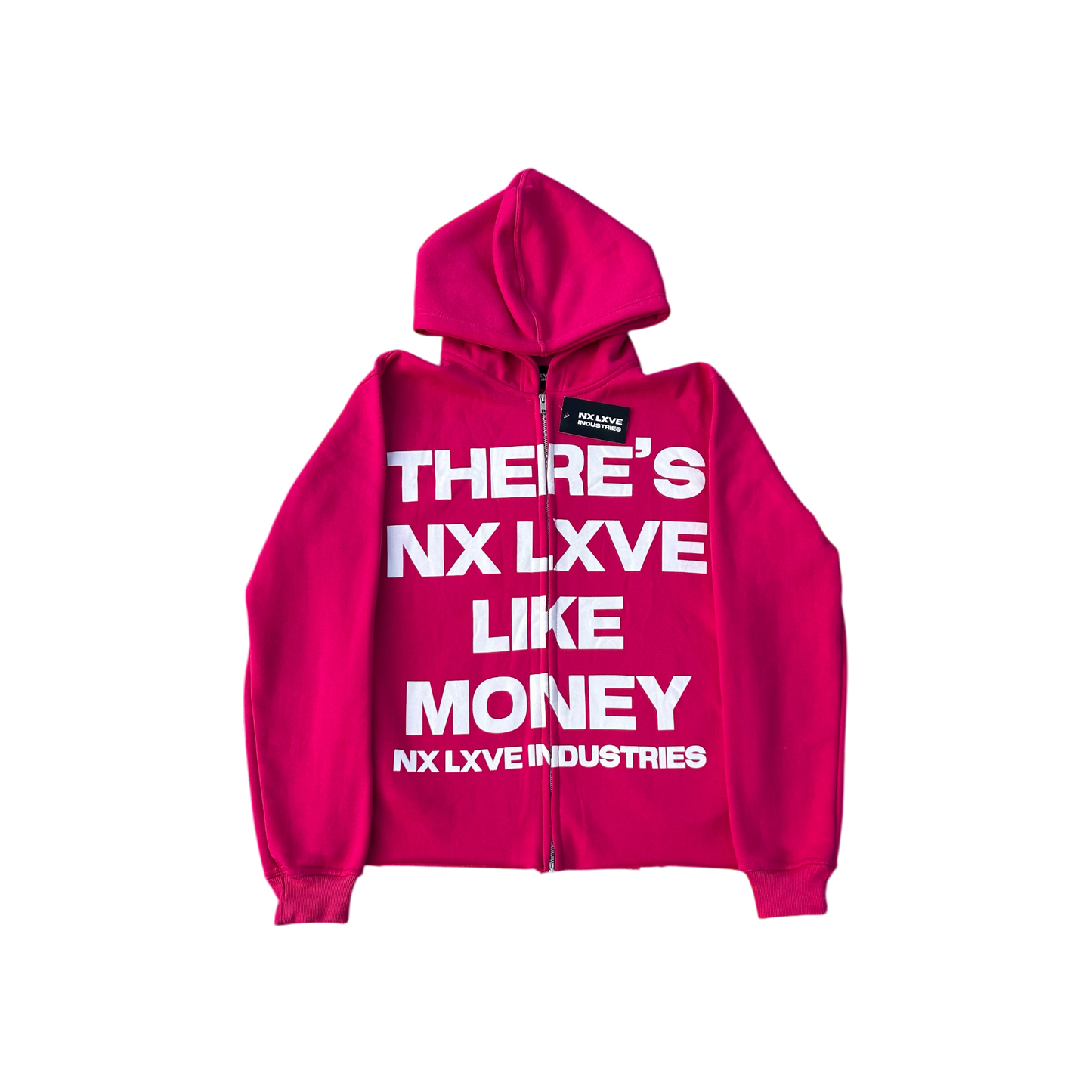 NX LXVE LIKE MONEY HOODIE (HOT PINK HEARTS)